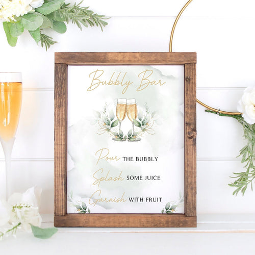 Bubbly Bar Template, Mimosa Editable Drink Menu, Momosa Printable Bar Menu, Champagne Toast Sign, 2,500+ Drink Images, Modern Greenery Gold