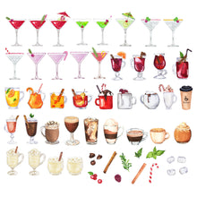 Load image into Gallery viewer, Design Your Own! 1,000+ Drink Images + Garnishes, Christmas Bar Menu, Wedding Bar Menu Template, Signature Cocktail Sign, Holiday Bar Sign