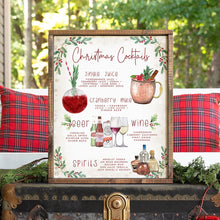 Load image into Gallery viewer, Holiday Party Drink Sign, Christmas Bar Menu Template, Pine Cone Drink Menu Sign Template, Signature Drinks Sign, Party Decor Bar Sign