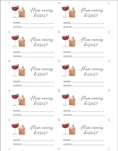 How Many Kisses Bridal Shower Game, Cheers to Love Bridal Shower Game Printable, Instant Download DIY Editable Cocktail Simple Clean Modern