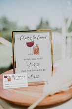 Load image into Gallery viewer, How Many Kisses Bridal Shower Game, Cheers to Love Bridal Shower Game Printable, Instant Download DIY Editable Cocktail Simple Clean Modern