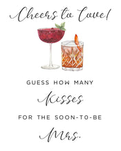 Load image into Gallery viewer, How Many Kisses Bridal Shower Game, Cheers to Love Bridal Shower Game Printable, Instant Download DIY Editable Cocktail Simple Clean Modern