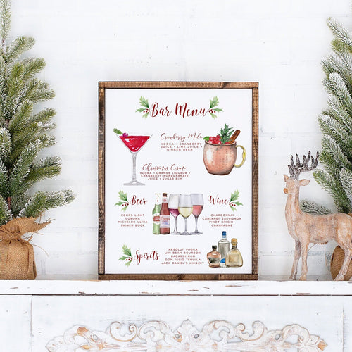 Design Your Own! 2,500 Drink Images + Garnishes, Christmas Bar Menu, Wedding Bar Menu Template, Signature Cocktail Sign, Holiday Bar Sign