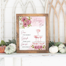 Load image into Gallery viewer, Dusty Rose Pumpkin Momosa Sign Download, Mauve Pumpkin Baby Shower Mom-osa Sign, Fall Mimosa Juice Labels, Instant Download, Pink Champagne