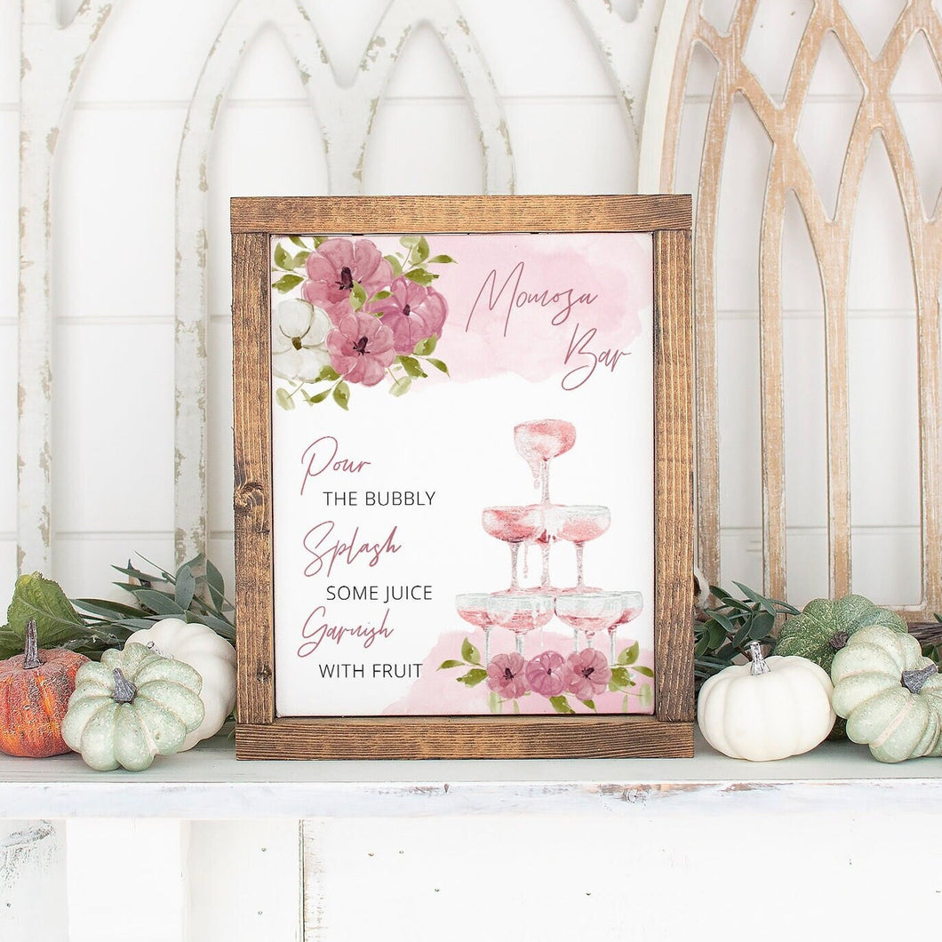 Dusty Rose Pumpkin Momosa Sign Download, Mauve Pumpkin Baby Shower Mom-osa Sign, Fall Mimosa Juice Labels, Instant Download, Pink Champagne