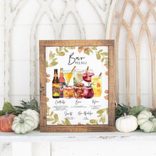 Load image into Gallery viewer, Fall Drink Menu Sign Template, Boho Fall Editable Drink Menu, Fall Wedding Bar Menu Template Sign, Thanksgiving Party Decor 2,500+ Drinks