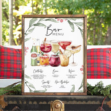 Load image into Gallery viewer, Christmas Bar Menu Template, Holiday Party Bar Sign, Winter Bar Menu, Holly Berry Wedding Drink Menu, Signature Drinks Sign, 2,500+ Images