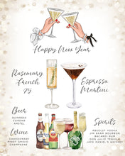 Load image into Gallery viewer, New Year&#39;s Eve Bar Menu Template, Girls Night Out New Years Eve Cocktail Sign, Girls Night In Drink Menu, Champagne Sign 1500+ Drink Images