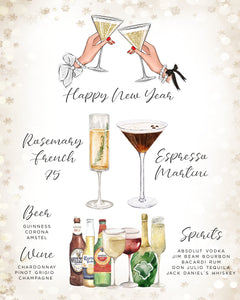 New Year's Eve Bar Menu Template, Girls Night Out New Years Eve Cocktail Sign, Girls Night In Drink Menu, Champagne Sign 1500+ Drink Images