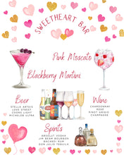 Load image into Gallery viewer, Valentines Drink Sign Template, Valentine&#39;s Day Drink Menu, Valentine Cocktails, Sweetheart Bar Menu Sign, Galentine&#39;s Day Drinks Sign Menu