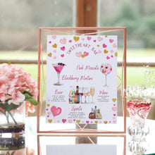 Load image into Gallery viewer, Valentines Drink Sign Template, Valentine&#39;s Day Drink Menu, Valentine Cocktails, Sweetheart Bar Menu Sign, Galentine&#39;s Day Drinks Sign Menu