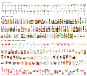 Design Your Own! 2,500+ Drink Images + Garnishes Included, Signature Cocktail Sign Template, Rustic Drink Bar Menu Printable, Download